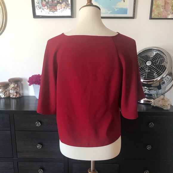 Red Flowy Crop Top - Picture 3 of 5